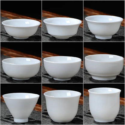 Dehua-High White Porcelain Kungfu Tea Cup, Single Cup, Bamboo Hat Cup, Handmade White Ceramic, Drinkware Accessories, 3Pcs Pack