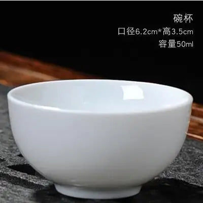 Dehua-High White Porcelain Kungfu Tea Cup, Single Cup, Bamboo Hat Cup, Handmade White Ceramic, Drinkware Accessories, 3Pcs Pack
