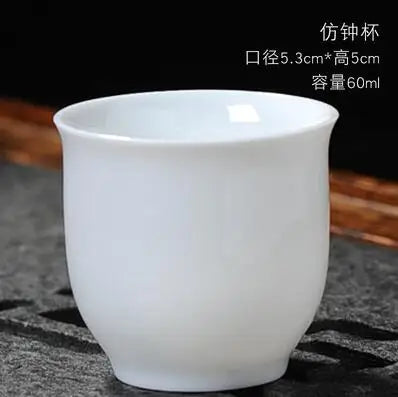 Dehua-High White Porcelain Kungfu Tea Cup, Single Cup, Bamboo Hat Cup, Handmade White Ceramic, Drinkware Accessories, 3Pcs Pack