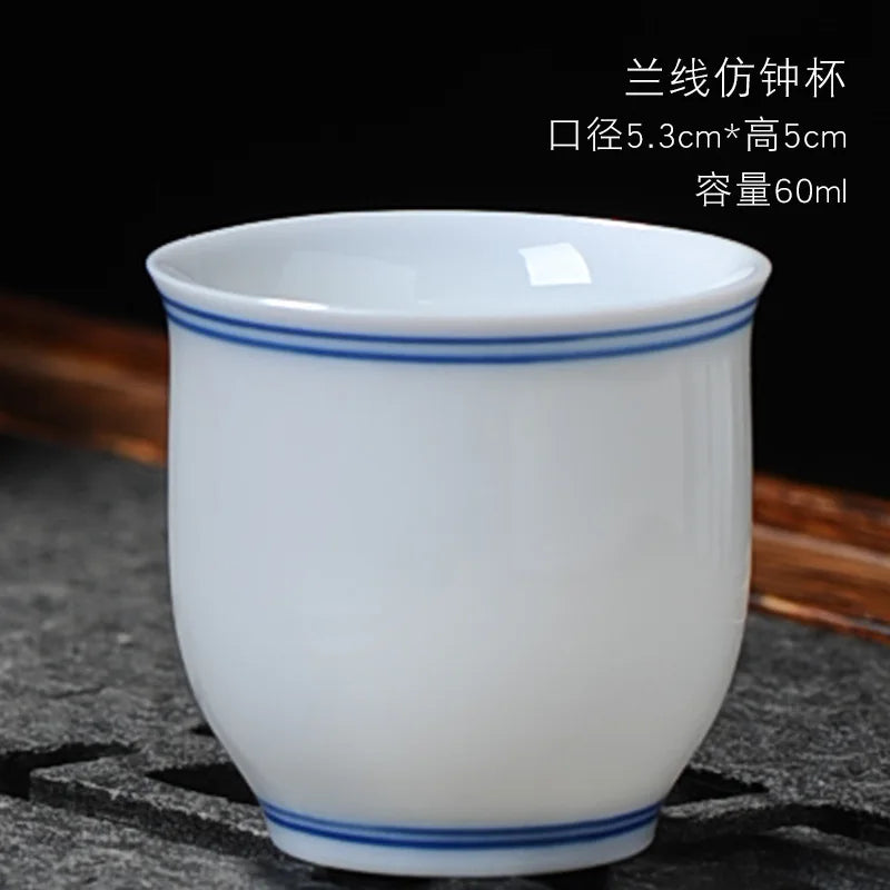 Dehua-High White Porcelain Kungfu Tea Cup, Single Cup, Bamboo Hat Cup, Handmade White Ceramic, Drinkware Accessories, 3Pcs Pack