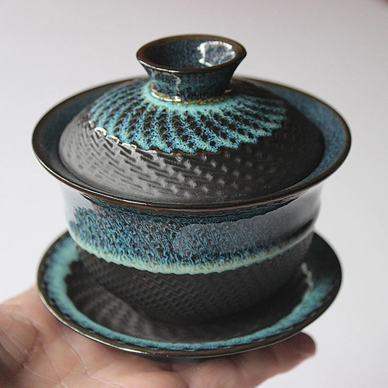 Dehua Kiln change Ceramic Gaiwan Tea cup Handmade Tea tureen Chinese Retro Tea set Accessories Master Cup Drinkware 180ML