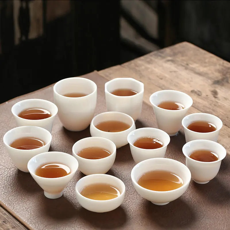 Dehua Lanolin Jade White Porcelain Tea Cup, Pu'er Black Tea, Rock Tea, Not Hot, Drinking Single Cup, Kungfu Tea Set, 3Pcs Pack