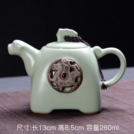 Dehua Pottery Teapot Ru Kiln Opening Tea Set Single Pot Retro Kung Fu Jin Jun Mei Black Teaware Free Shipping