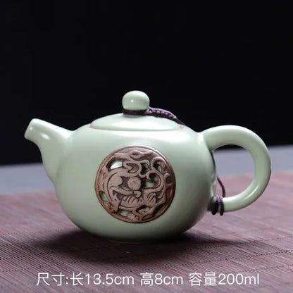 Dehua Pottery Teapot Ru Kiln Opening Tea Set Single Pot Retro Kung Fu Jin Jun Mei Black Teaware Free Shipping