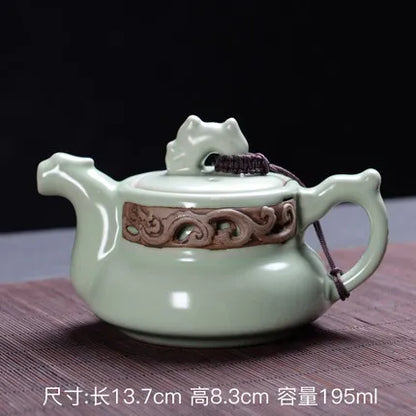 Dehua Pottery Teapot Ru Kiln Opening Tea Set Single Pot Retro Kung Fu Jin Jun Mei Black Teaware Free Shipping