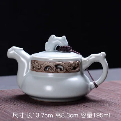 Dehua Pottery Teapot Ru Kiln Opening Tea Set Single Pot Retro Kung Fu Jin Jun Mei Black Teaware Free Shipping