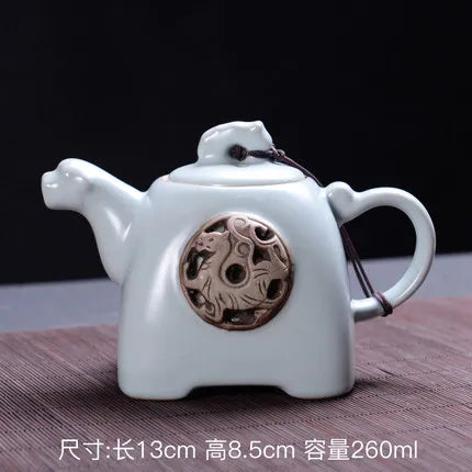 Dehua Pottery Teapot Ru Kiln Opening Tea Set Single Pot Retro Kung Fu Jin Jun Mei Black Teaware Free Shipping