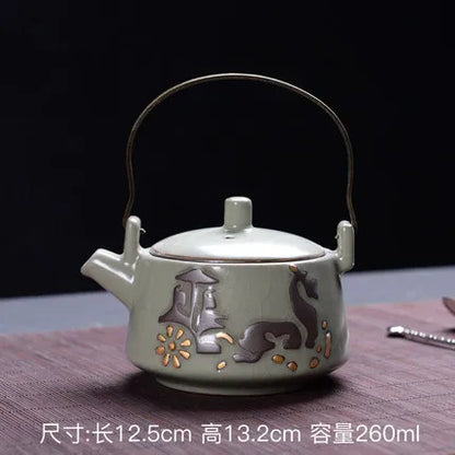 Dehua Pottery Teapot Ru Kiln Opening Tea Set Single Pot Retro Kung Fu Jin Jun Mei Black Teaware Free Shipping