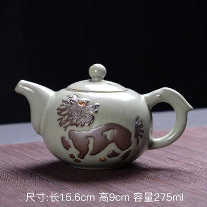 Dehua Pottery Teapot Ru Kiln Opening Tea Set Single Pot Retro Kung Fu Jin Jun Mei Black Teaware Free Shipping