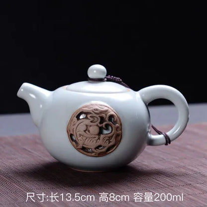 Dehua Pottery Teapot Ru Kiln Opening Tea Set Single Pot Retro Kung Fu Jin Jun Mei Black Teaware Free Shipping