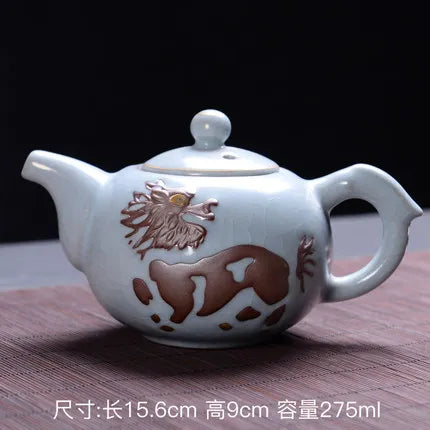 Dehua Pottery Teapot Ru Kiln Opening Tea Set Single Pot Retro Kung Fu Jin Jun Mei Black Teaware Free Shipping