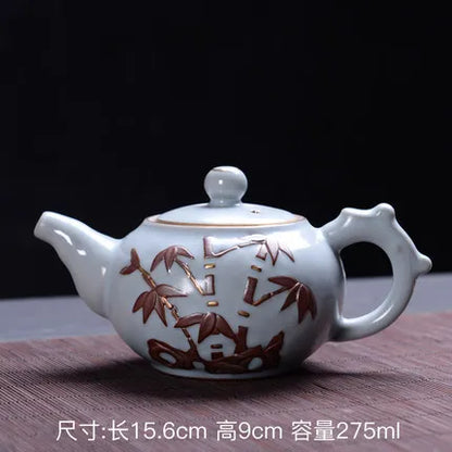 Dehua Pottery Teapot Ru Kiln Opening Tea Set Single Pot Retro Kung Fu Jin Jun Mei Black Teaware Free Shipping