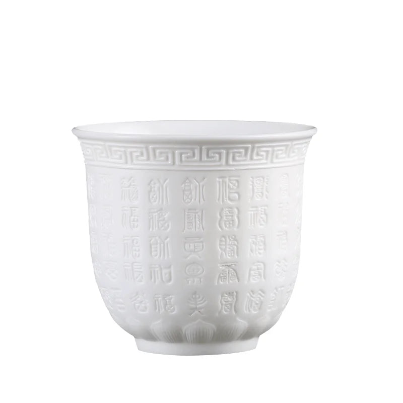 Dehua Sheep Fat Jade White Porcelain Kungfu Tea Cup, Master Cup, Heart Sutra Single Cup, Ceramic Purple Sand Tea Bowl, Large
