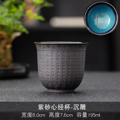 Dehua Sheep Fat Jade White Porcelain Kungfu Tea Cup, Master Cup, Heart Sutra Single Cup, Ceramic Purple Sand Tea Bowl, Large