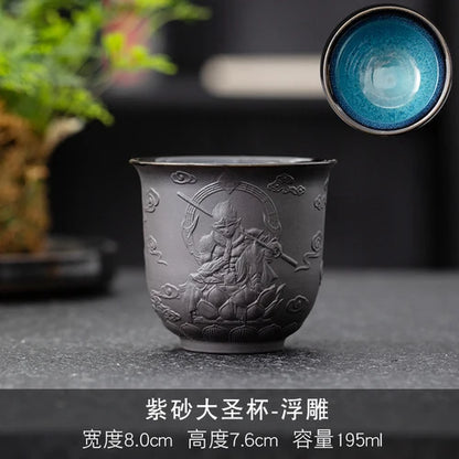 Dehua Sheep Fat Jade White Porcelain Kungfu Tea Cup, Master Cup, Heart Sutra Single Cup, Ceramic Purple Sand Tea Bowl, Large