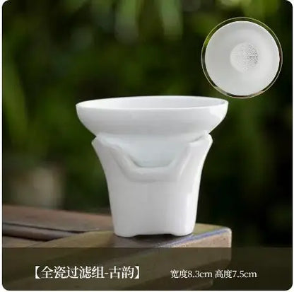 Dehua White Porcelain Cover Bowl, Single Kungfu Tea Cup, Large Ceramic Tea Set with Lid and Bowl