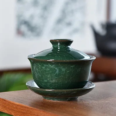 Dehua White Porcelain Gaiwan, Large Ceramic Blue and White Sancai Cover Bowl, Single Teacup, Jingdezhen Teapot, Tea Set