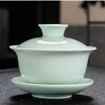 Dehua White Porcelain Gaiwan, Large Ceramic Blue and White Sancai Cover Bowl, Single Teacup, Jingdezhen Teapot, Tea Set