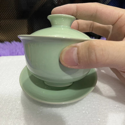 Dehua White Porcelain Gaiwan, Large Ceramic Blue and White Sancai Cover Bowl, Single Teacup, Jingdezhen Teapot, Tea Set