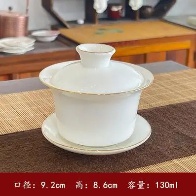 Dehua White Porcelain Gaiwan, Large Ceramic Blue and White Sancai Cover Bowl, Single Teacup, Jingdezhen Teapot, Tea Set