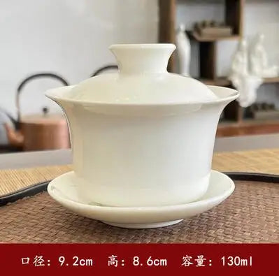 Dehua White Porcelain Gaiwan, Large Ceramic Blue and White Sancai Cover Bowl, Single Teacup, Jingdezhen Teapot, Tea Set