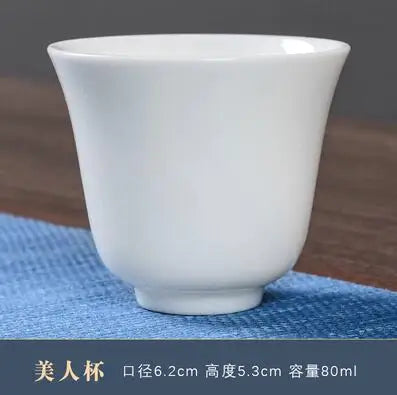 Dehua White Porcelain Master Cup, Single Ceramic Tea Cup, Single Lanolin Jade, Household Kungfu Tea Set