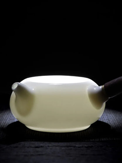 Dehua White Porcelain Teapot Set, Suet Jade, Kung Fu Tea Set, Household Teacup, Living Room and Office