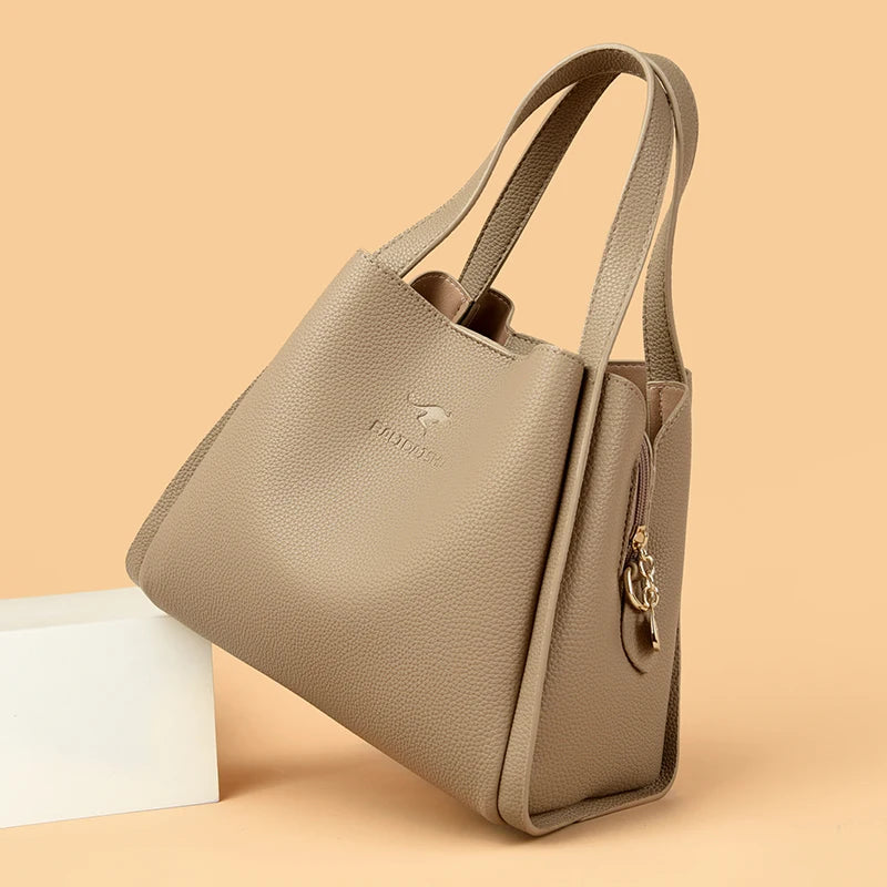Designer 3 Layers Soft Leather Ladies Handbags Fashion Women Shoulder Crossbody Bags Quality Leather Female Messenger Tote Sac
