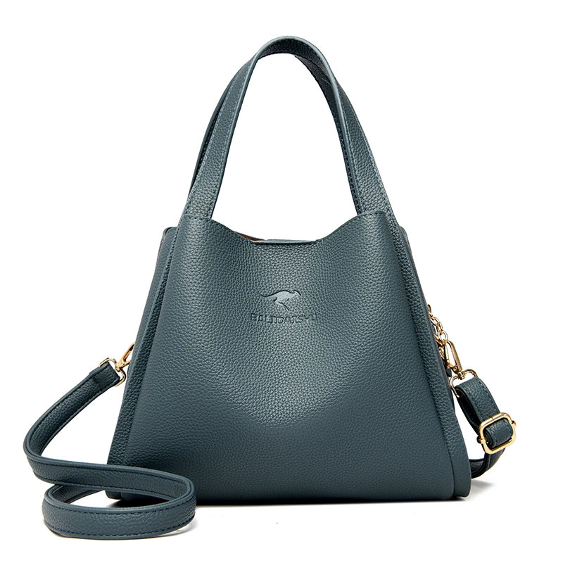 Designer 3 Layers Soft Leather Ladies Handbags Fashion Women Shoulder Crossbody Bags Quality Leather Female Messenger Tote Sac