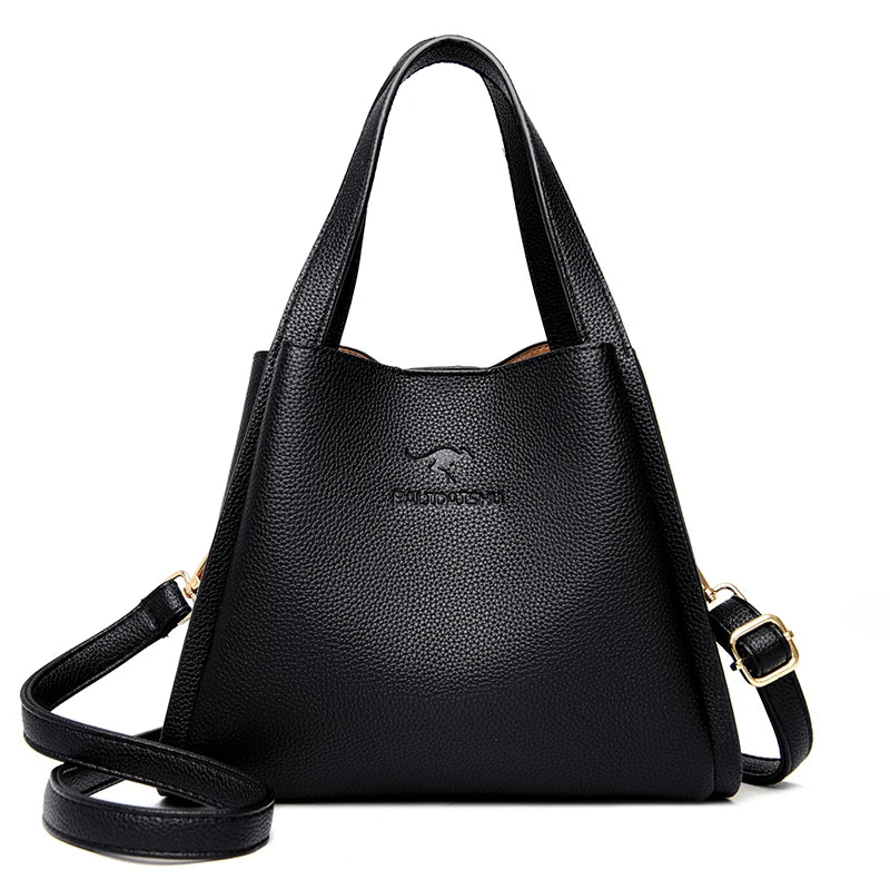 Designer 3 Layers Soft Leather Ladies Handbags Fashion Women Shoulder Crossbody Bags Quality Leather Female Messenger Tote Sac