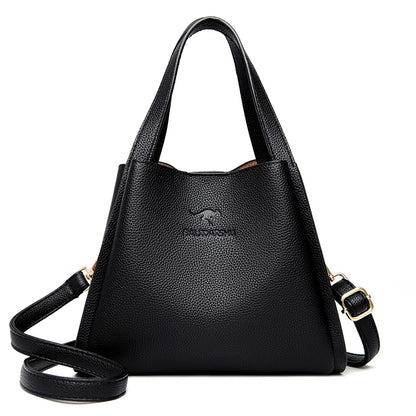 Designer 3 Layers Soft Leather Ladies Handbags Fashion Women Shoulder Crossbody Bags Quality Leather Female Messenger Tote Sac
