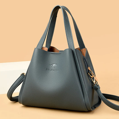 Designer 3 Layers Soft Leather Ladies Handbags Fashion Women Shoulder Crossbody Bags Quality Leather Female Messenger Tote Sac