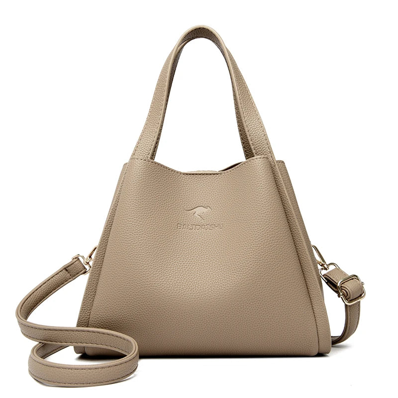 Designer 3 Layers Soft Leather Ladies Handbags Fashion Women Shoulder Crossbody Bags Quality Leather Female Messenger Tote Sac