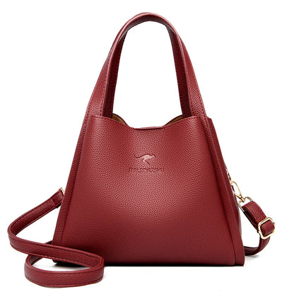 Designer 3 Layers Soft Leather Ladies Handbags Fashion Women Shoulder Crossbody Bags Quality Leather Female Messenger Tote Sac