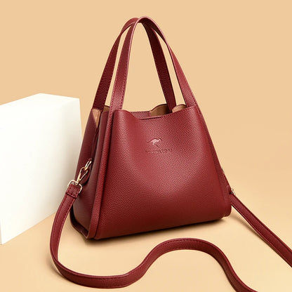 Designer 3 Layers Soft Leather Ladies Handbags Fashion Women Shoulder Crossbody Bags Quality Leather Female Messenger Tote Sac