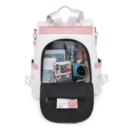 Designer Anti-theft Backpacks Casual Ladies Bagpack Leather School Bookpack for College Students Large Capacity Simple Backpack
