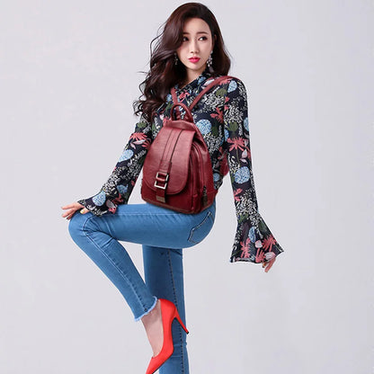 Designer Backpacks Women Leather Backpacks Female School Bag  for Teenager Girls Travel Back Bag Retro Bagpack Sac A Dos Purses