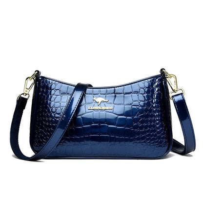 Designer Crocodile Pattern Patent Leather Women's Handbag Luxury Shoulder Crossbody Bag for Women 2023 Female Messenger Tote Sac
