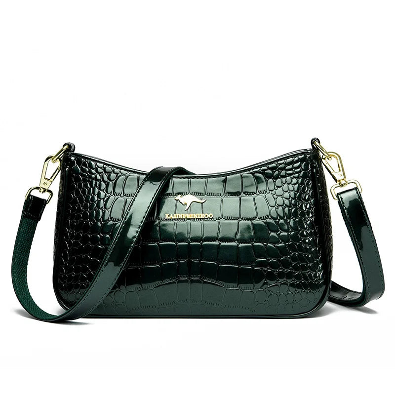 Designer Crocodile Pattern Patent Leather Women's Handbag Luxury Shoulder Crossbody Bag for Women 2023 Female Messenger Tote Sac