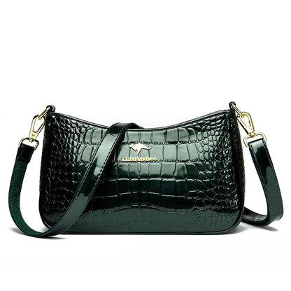 Designer Crocodile Pattern Patent Leather Women's Handbag Luxury Shoulder Crossbody Bag for Women 2023 Female Messenger Tote Sac