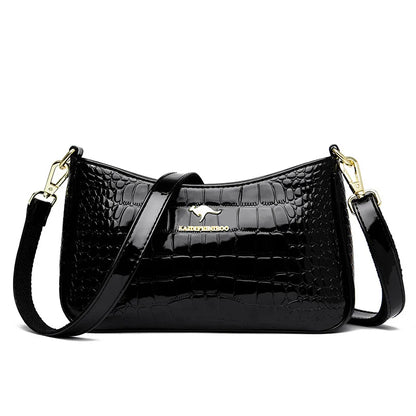 Designer Crocodile Pattern Patent Leather Women's Handbag Luxury Shoulder Crossbody Bag for Women 2023 Female Messenger Tote Sac