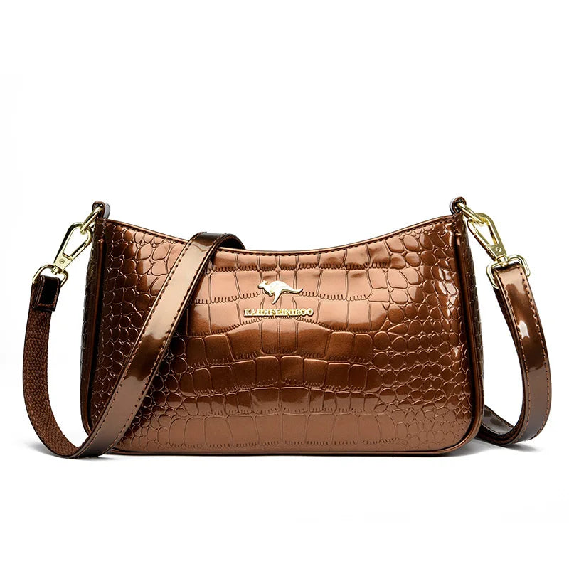 Designer Crocodile Pattern Patent Leather Women's Handbag Luxury Shoulder Crossbody Bag for Women 2023 Female Messenger Tote Sac