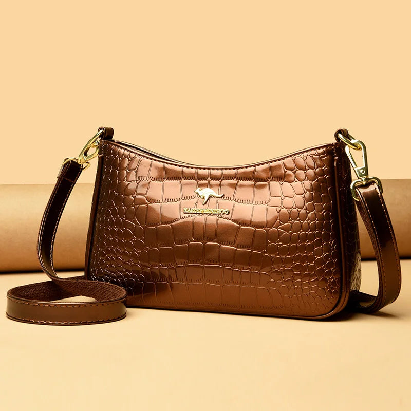Designer Crocodile Pattern Patent Leather Women's Handbag Luxury Shoulder Crossbody Bag for Women 2023 Female Messenger Tote Sac