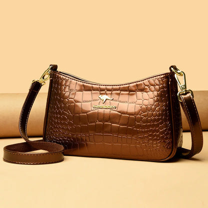 Designer Crocodile Pattern Patent Leather Women's Handbag Luxury Shoulder Crossbody Bag for Women 2023 Female Messenger Tote Sac