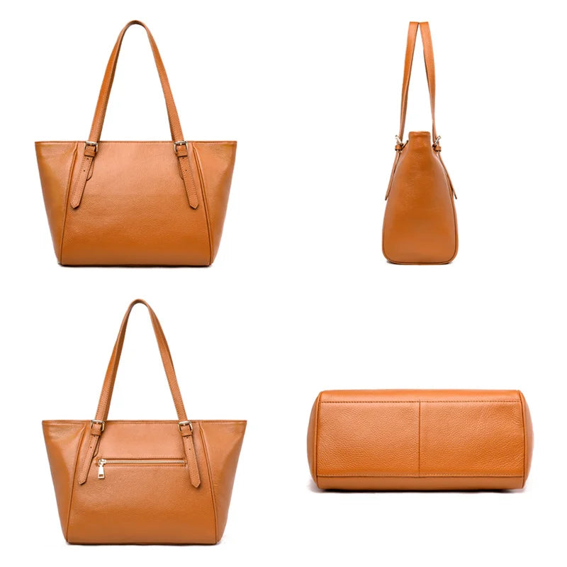Designer Genuine Leather Shoulder Bag For Women 2021 New High Capacity Handbag Travel Luxury Tote Bag Female Large Messenger Bag