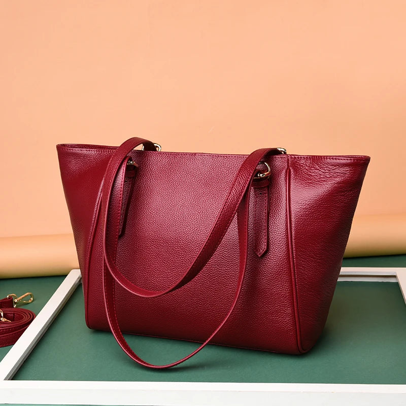 Designer Genuine Leather Shoulder Bag For Women 2021 New High Capacity Handbag Travel Luxury Tote Bag Female Large Messenger Bag