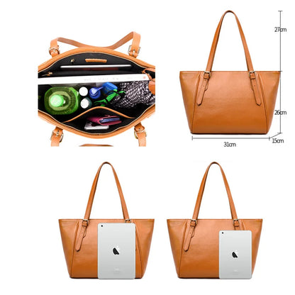 Designer Genuine Leather Shoulder Bag For Women 2021 New High Capacity Handbag Travel Luxury Tote Bag Female Large Messenger Bag