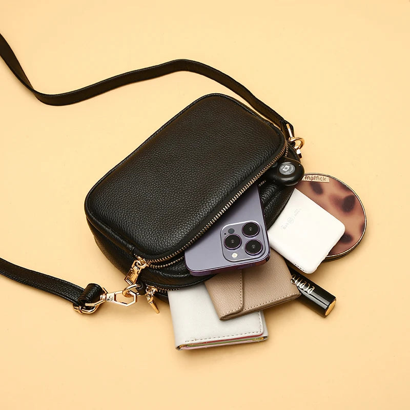 Designer Genuine Leather Solid Color Women Shoulder Crossbody Bags Luxury Cow Leather Ladies Handbags Female Messenger Tote Sac