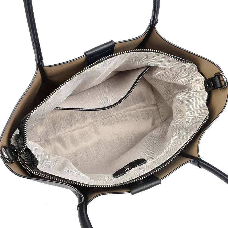 Designer Large Capacity Cowhide Women's Bag Tote Bag Luxury Genuine Leather Women Shoulder Messenger Bags Ribbon Female Handbags