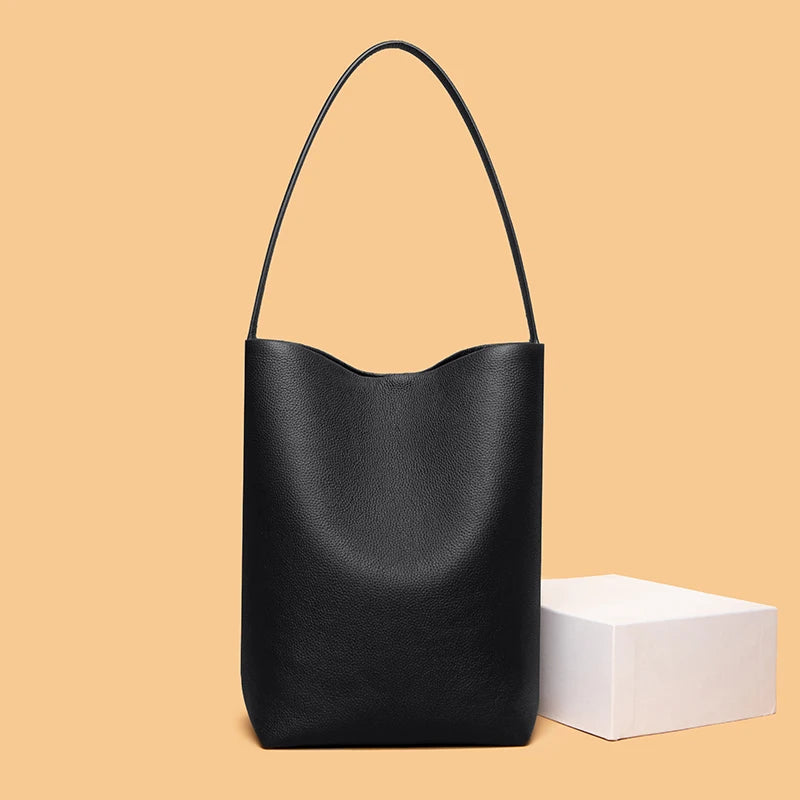 Designer Large Capacity Soft Genuine Leather Bucket Bag Handbags For Women 2023 Fashion Shoulder Crossbody Bags Female Tote Sac